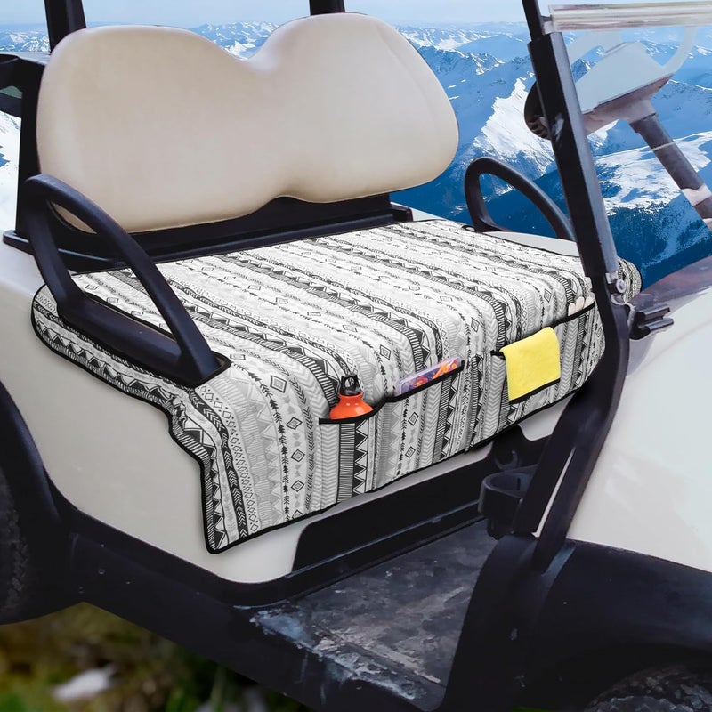 PGmoon Golf Cart Seat Covers, Universal Golf Cart Seat Towel Blanket with 4 Front Pockets & Nonskid Bottom Fits for EZGO, Yamaha, Club Car and More 2 Person Seats Golf Carts - Image 1